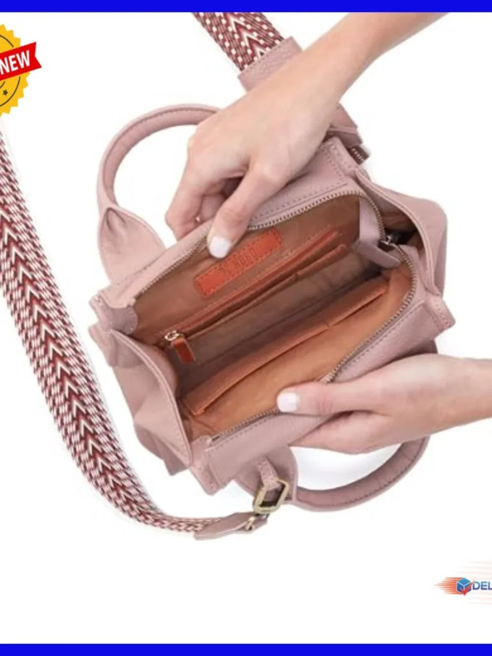 Leather Small Tote with Removable Crossbody Strap, Zippered Top